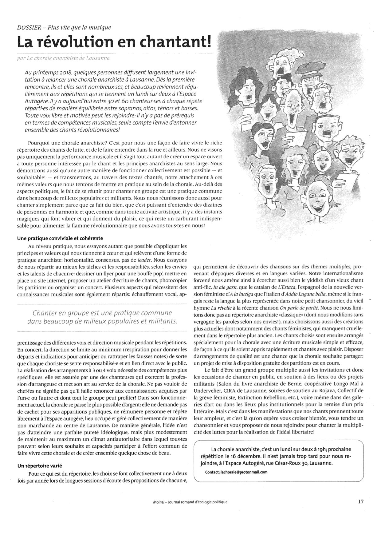 Répétition de la Chorale Anarchiste